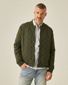 Mens Jacket Quilted Diamond Polyester Cotton Duck Print Lining - Green 63_621H009_VER190414_0