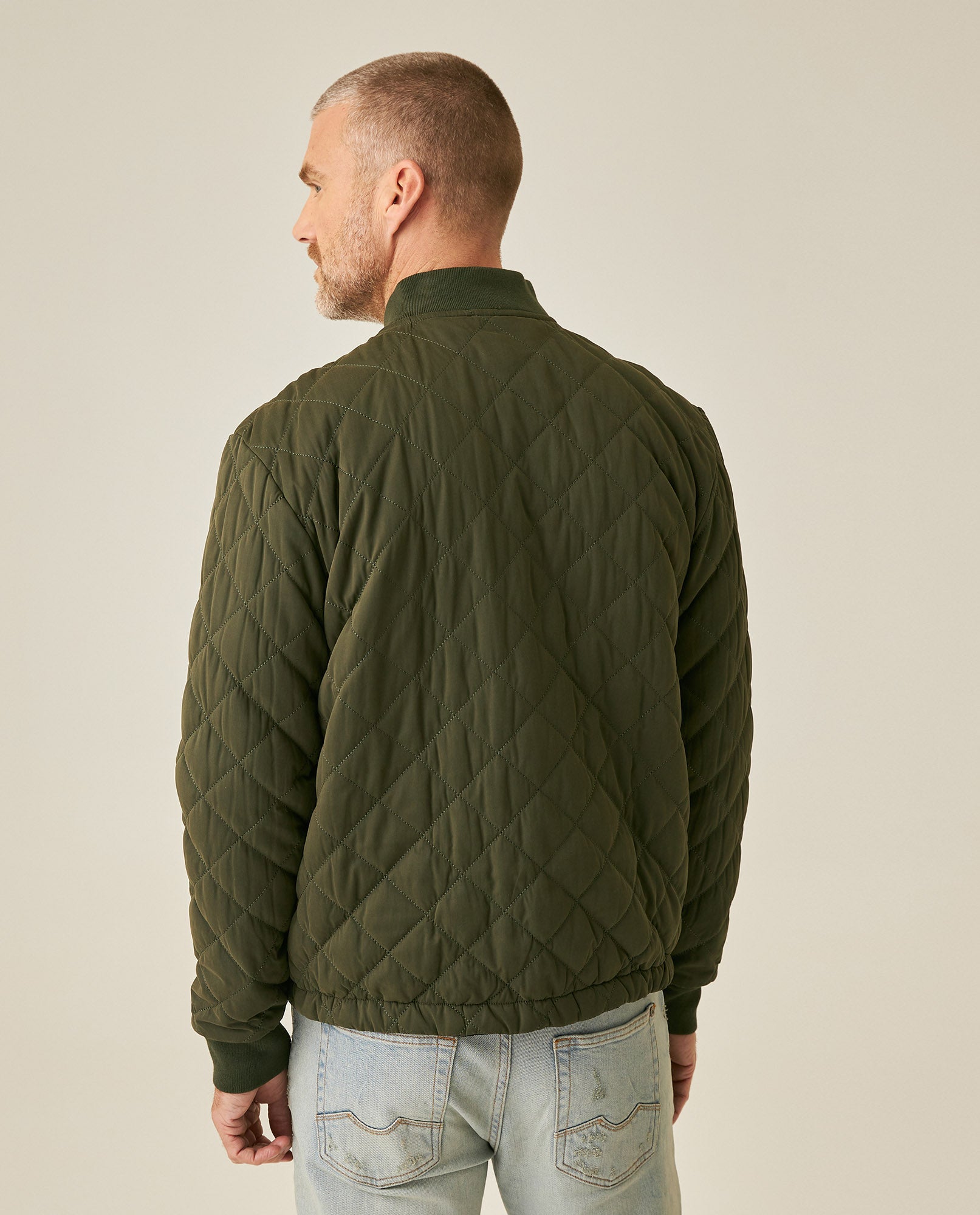 Mens Jacket Quilted Diamond Polyester Cotton Duck Print Lining - Green 63_621H009_VER190414_6