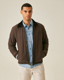 Mens Jacket Quilted Corduroy Pieces Polyester Cotton Plaid Fleece Lining - Brown 63_621H011_CAF191016_0
