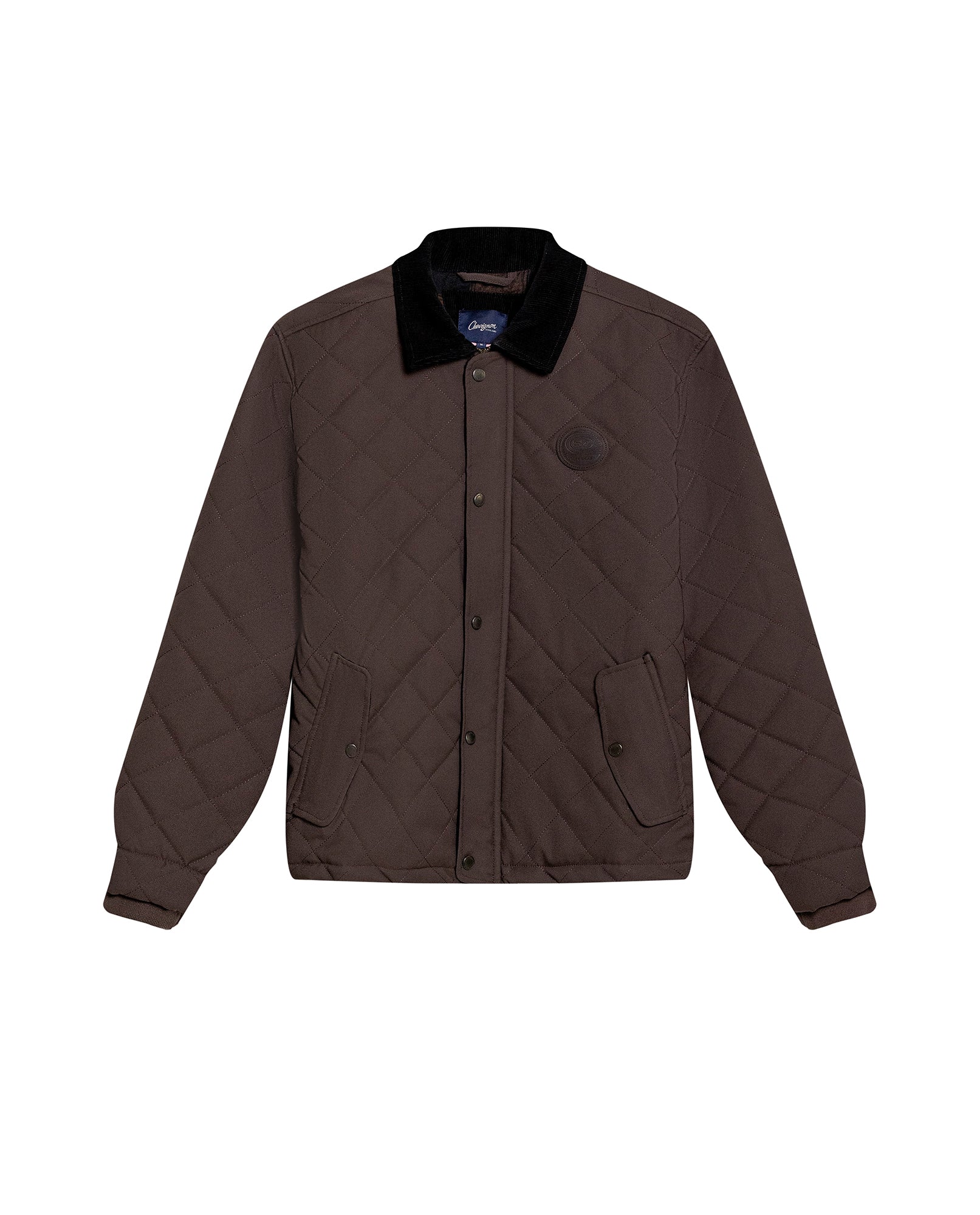 Mens Jacket Quilted Corduroy Pieces Polyester Cotton Plaid Fleece Lining - Brown 63_621H011_CAF191016_3