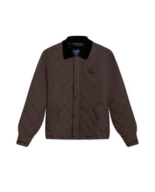 Mens Jacket Quilted Corduroy Pieces Polyester Cotton Plaid Fleece Lining - Brown 63_621H011_CAF191016_3