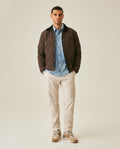 Mens Jacket Quilted Corduroy Pieces Polyester Cotton Plaid Fleece Lining - Brown 63_621H011_CAF191016_4
