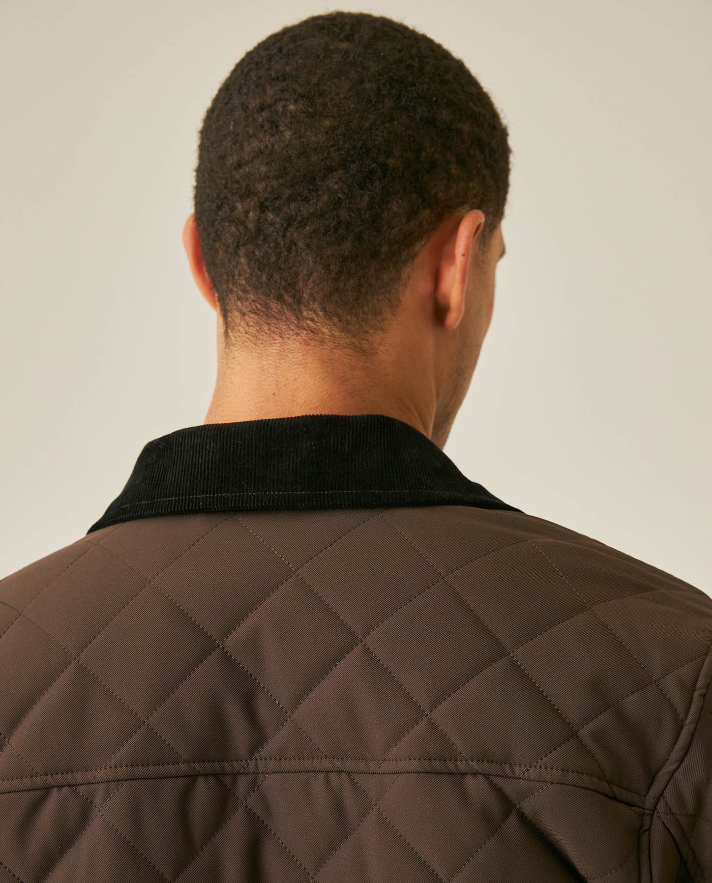 Mens Jacket Quilted Corduroy Pieces Polyester Cotton Plaid Fleece Lining - Brown 63_621H011_CAF191016_7