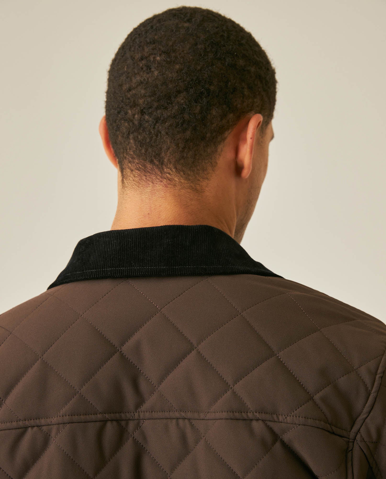 Mens Jacket Quilted Corduroy Pieces Polyester Cotton Plaid Fleece Lining - Brown 63_621H011_CAF191016_7