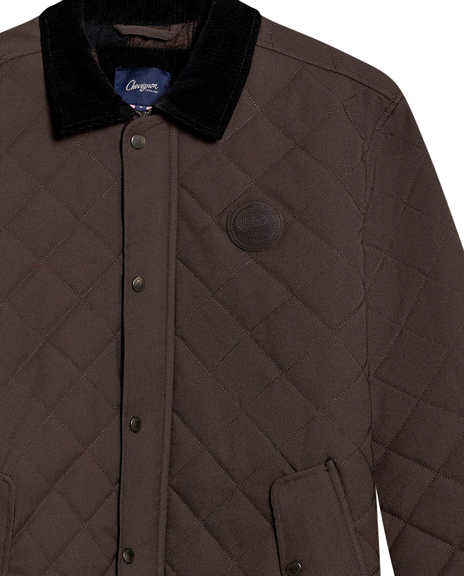 Mens Jacket Quilted Corduroy Pieces Polyester Cotton Plaid Fleece Lining - Brown 63_621H011_CAF191016_8