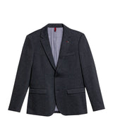 Mens Blazer Heather Elbow Patches Polyester Cotton Elastane Melange Herringbone Texture - Blue 63_621H012_AZU194011_3
