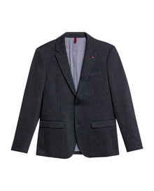 Mens Blazer Heather Elbow Patches Polyester Cotton Elastane Melange Herringbone Texture - Blue 63_621H012_AZU194011_3