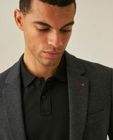 Mens Blazer Heather Elbow Patches Polyester Cotton Elastane Melange Herringbone Texture - Blue 63_621H012_AZU194011_5