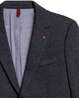 Mens Blazer Heather Elbow Patches Polyester Cotton Elastane Melange Herringbone Texture - Blue 63_621H012_AZU194011_8