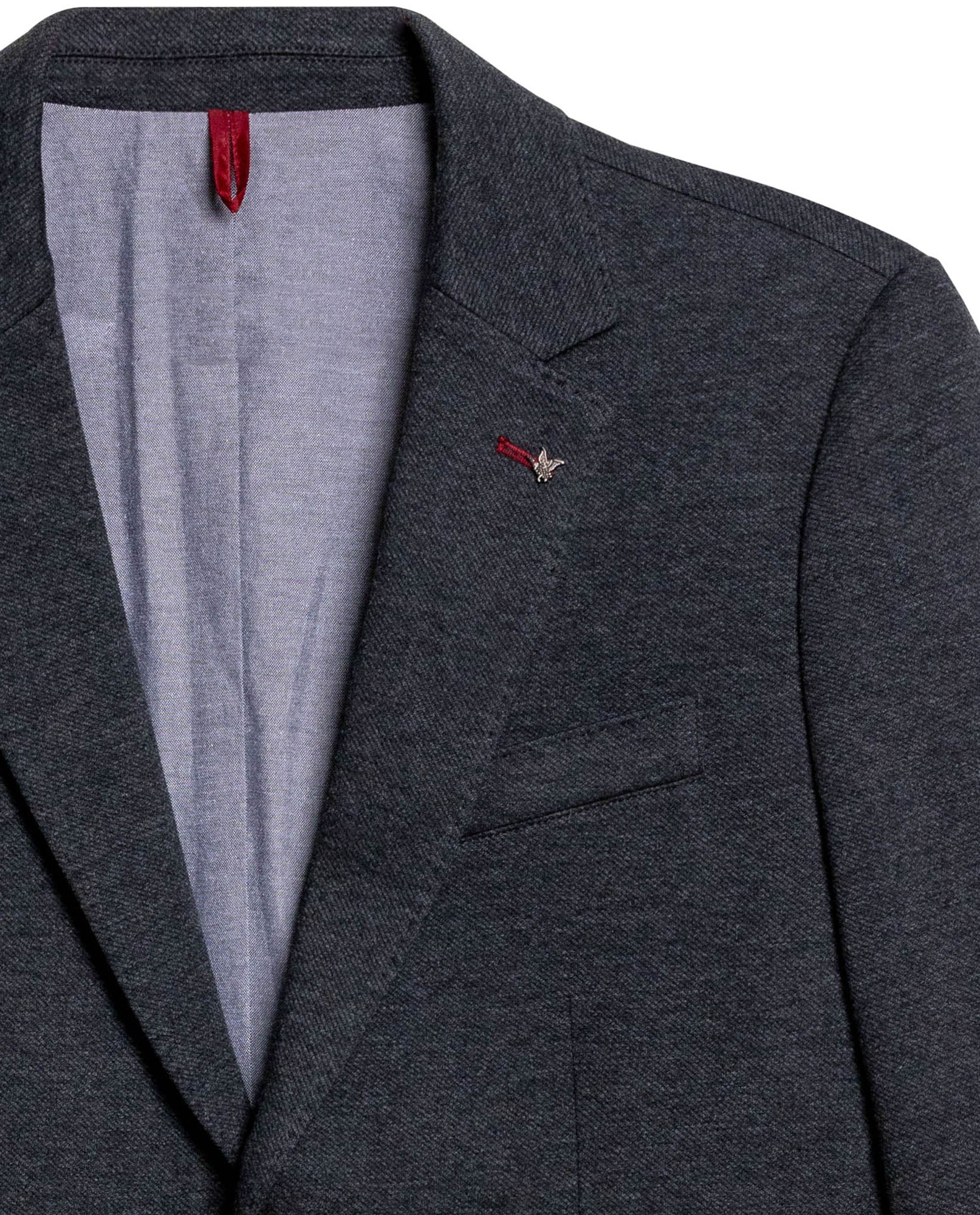 Mens Blazer Heather Elbow Patches Polyester Cotton Elastane Melange Herringbone Texture - Blue 63_621H012_AZU194011_8