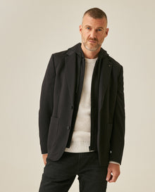 Mens Blazer Removable Hood Polyester Cotton Elastane Removable Internal Piece - Black 63_621H050_NEG194007_0