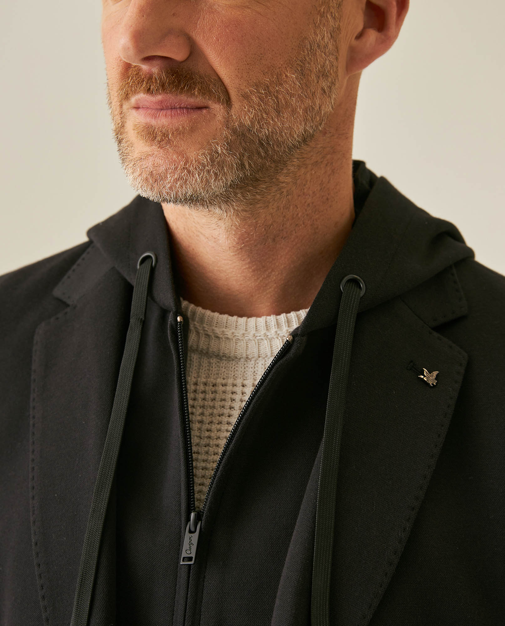 Mens Blazer Removable Hood Polyester Cotton Elastane Removable Internal Piece - Black 63_621H050_NEG194007_5