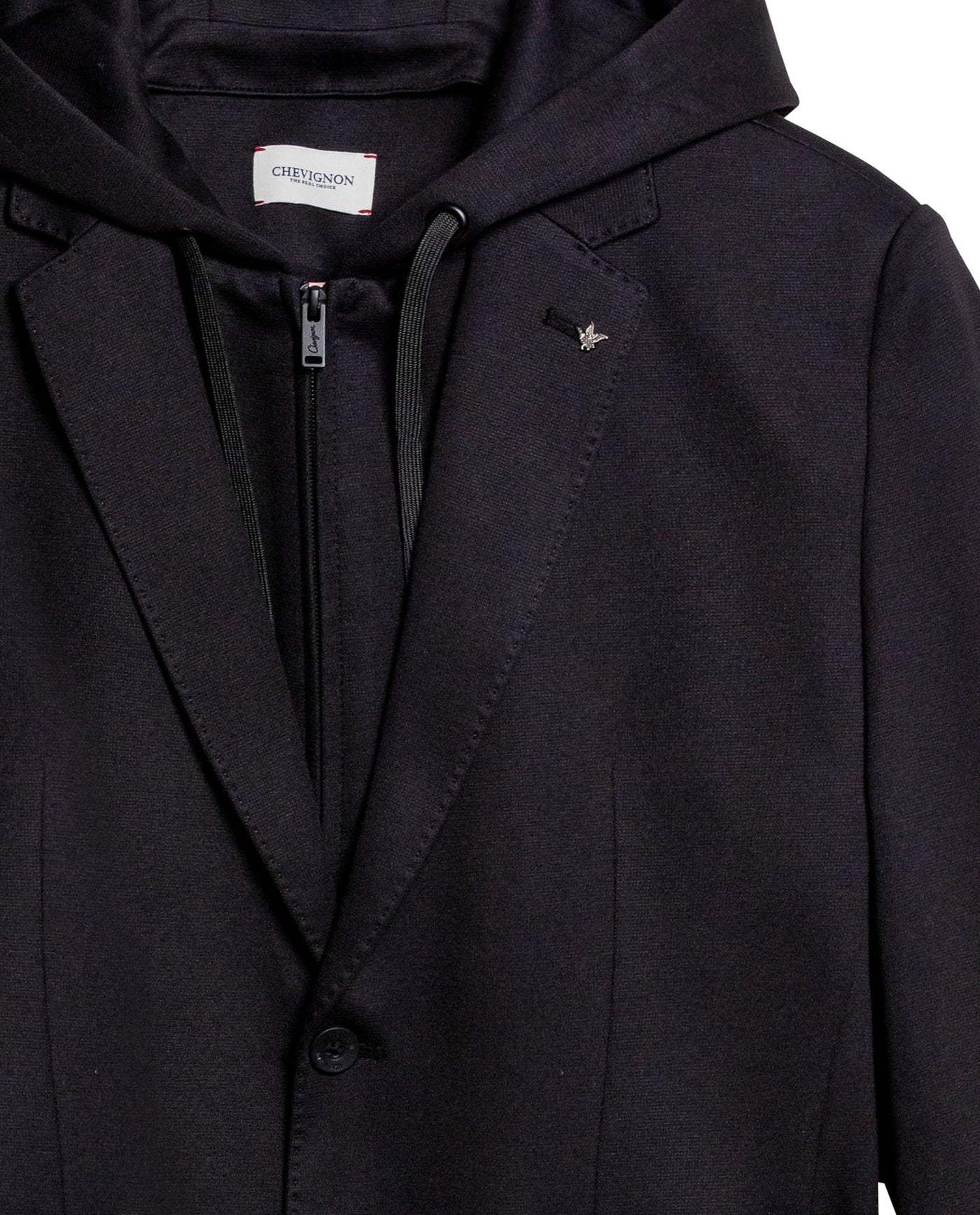 Mens Blazer Removable Hood Polyester Cotton Elastane Removable Internal Piece - Black 63_621H050_NEG194007_8