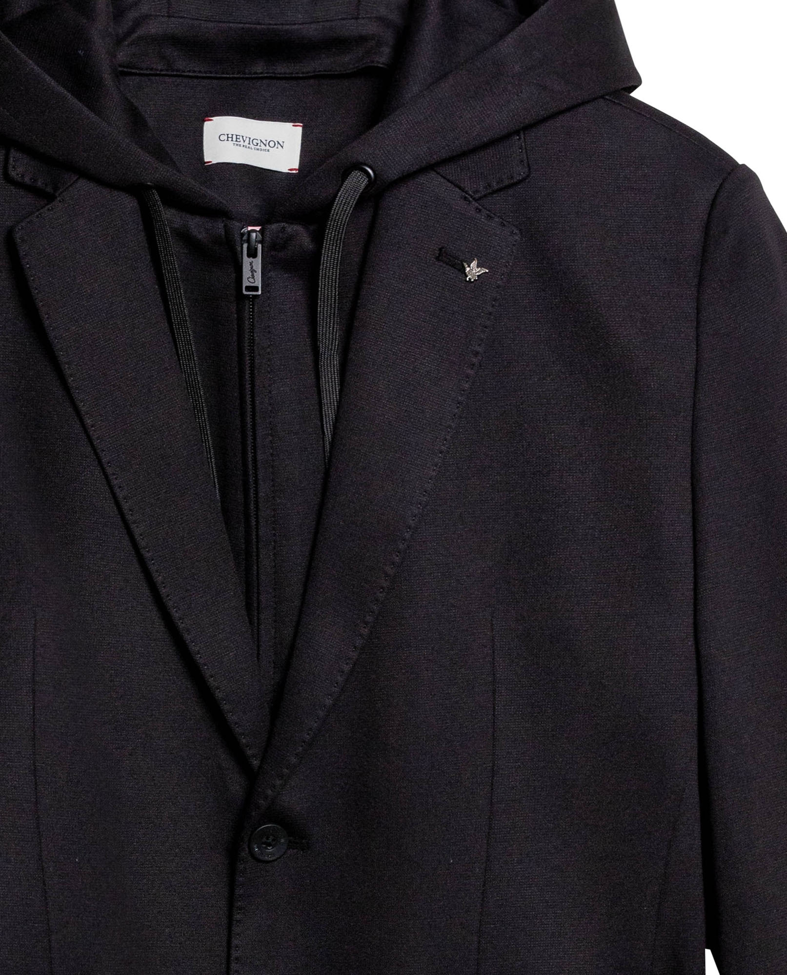 Mens Blazer Removable Hood Polyester Cotton Elastane Removable Internal Piece - Black 63_621H050_NEG194007_8