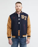 BOMBER VARSITY JACKET IN NAVY