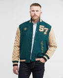 BOMBER VARSITY JACKET IN GREEN