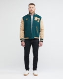 BOMBER VARSITY JACKET IN GREEN