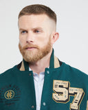 BOMBER VARSITY JACKET IN GREEN