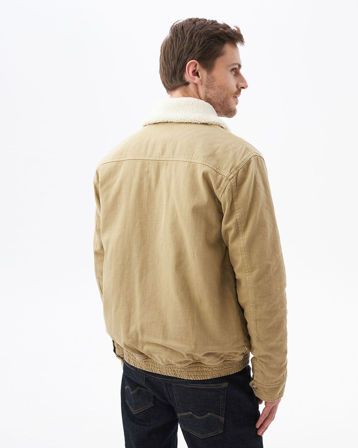 SHERPA NECK JACKET IN BEIGE