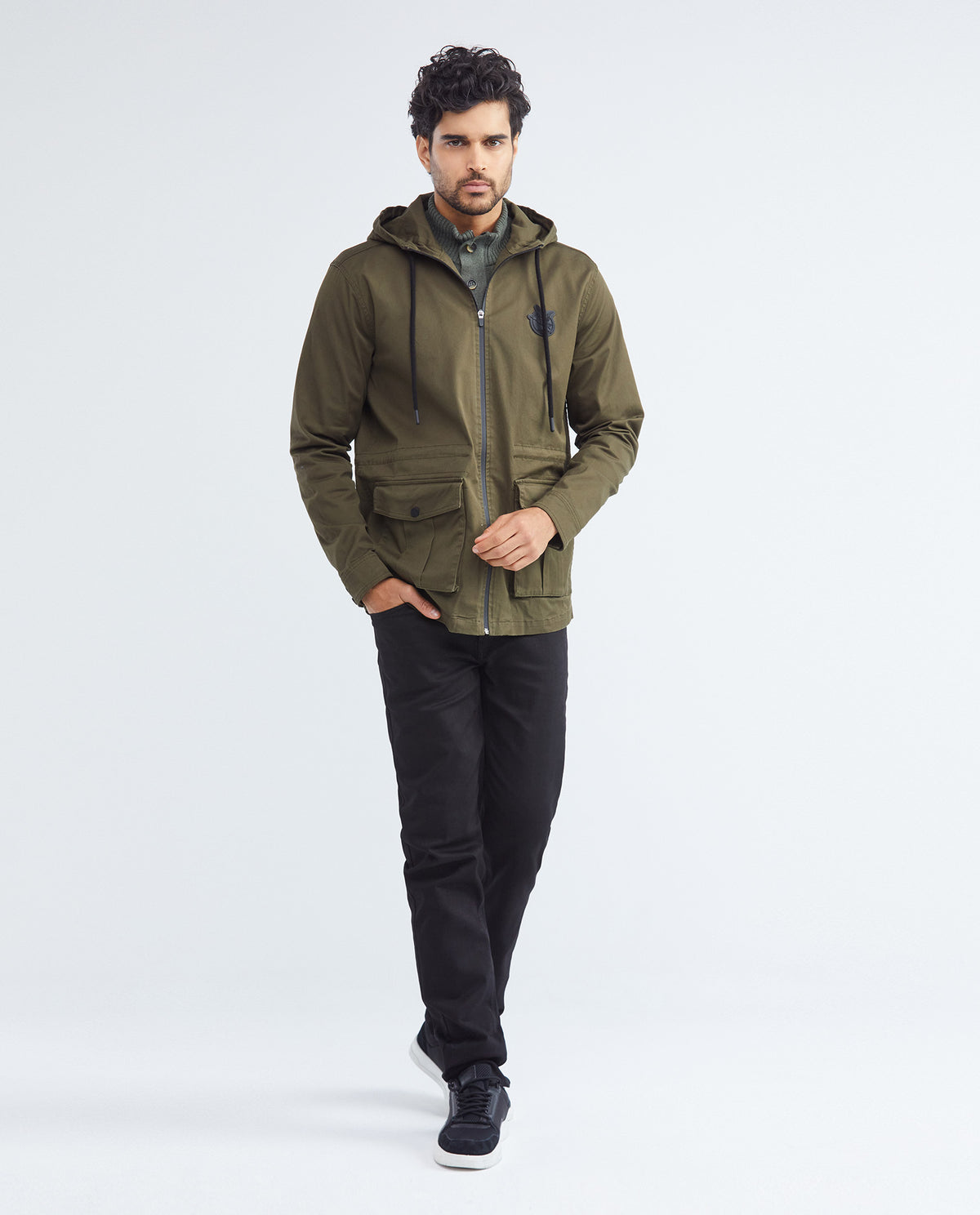 Men's Utility Jacket Semi-Waterproof Cotton Stretch PVC Appliqué 622F003 - 2