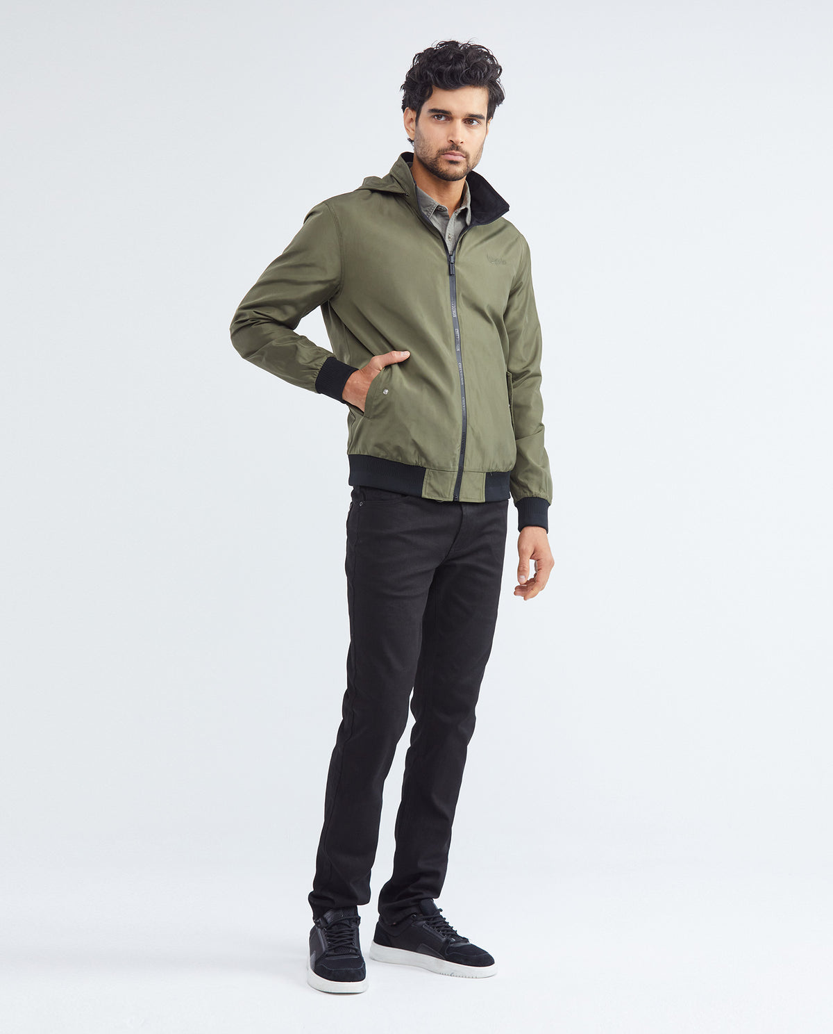 Men's Reversible Double-Face Jacket Stowable Hood Ribbed Details - 3