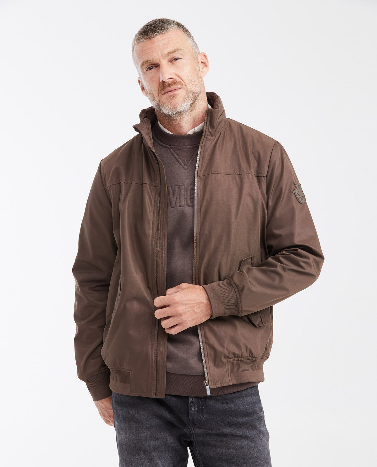 Men's Smart Bomber Jacket with Hidden Hood and Magnetic Closures - 1