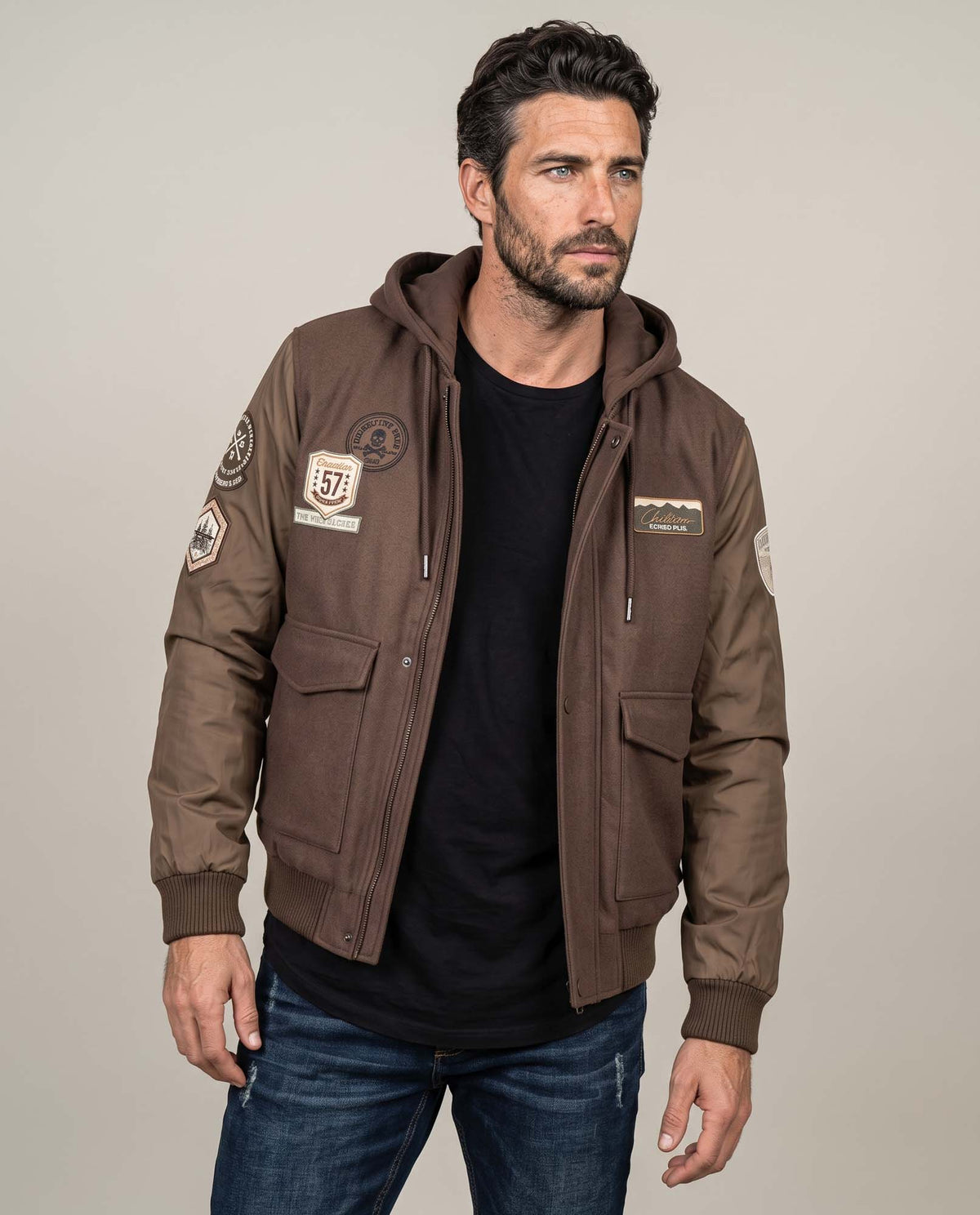 Men's Bomber Jacket - Brown 63_622H006_CAF181024_0