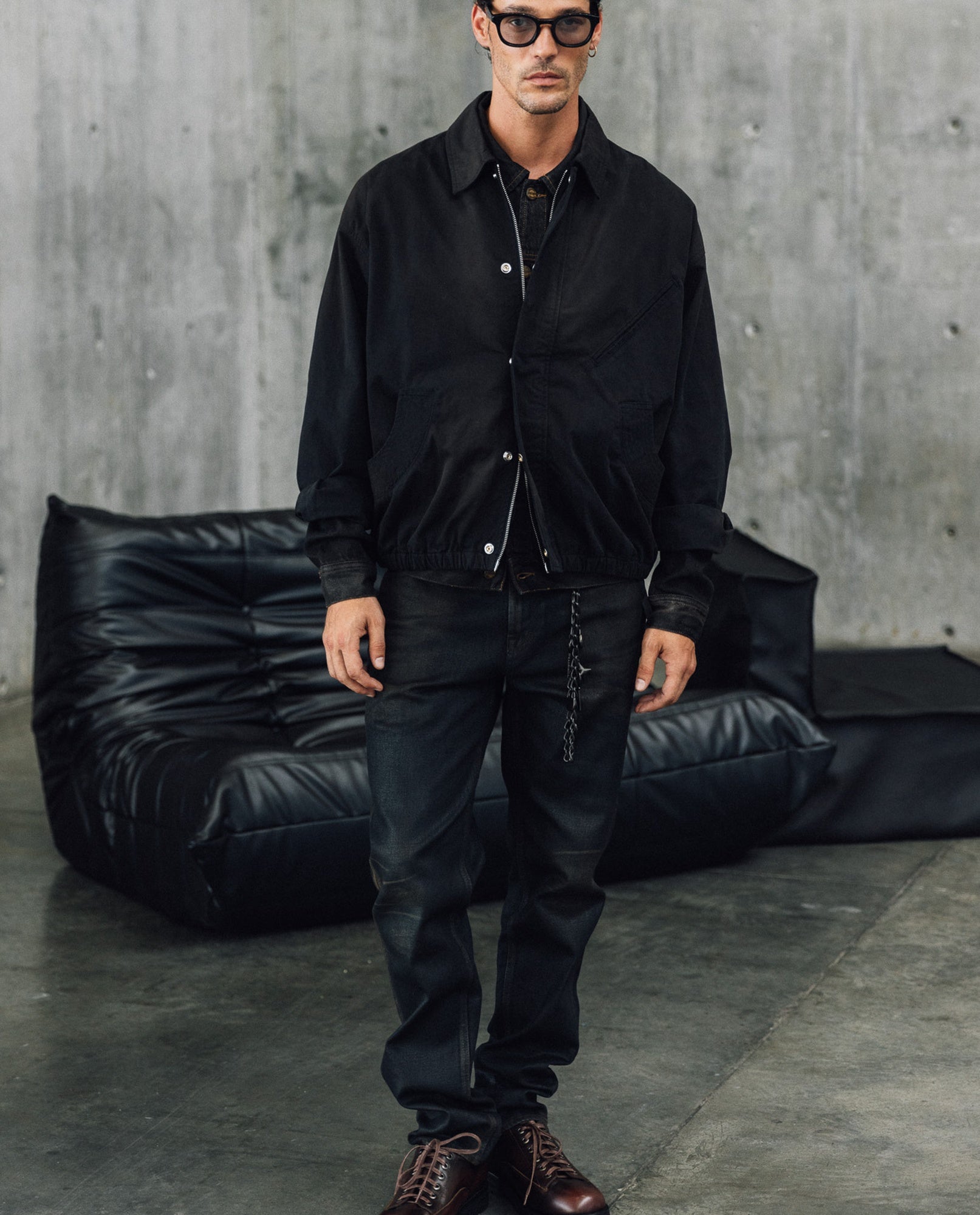Mens Oversized Lightweight Bomber Jacket - Special Collection - Black 63_624H500_NEG194007_4