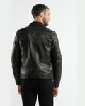 Men's Lambskin Bomber Jacket Ribbed Details - 3
