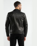 Men's Lambskin Bomber Jacket Ribbed Details - 5