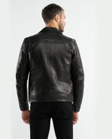 Men's Lambskin Bomber Jacket Ribbed Details - 5