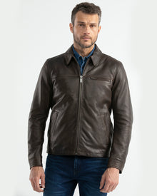 BLOUSON BIKE JACKET IN BROWN