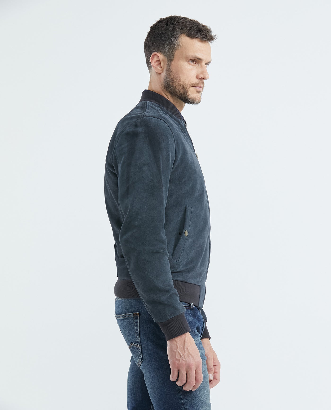 Men's Teddy Jacket Calfskin High Collar - 3