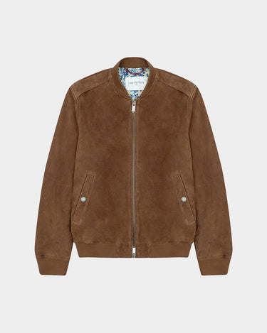 SUEDE BOMBER JACKET IN BROWN