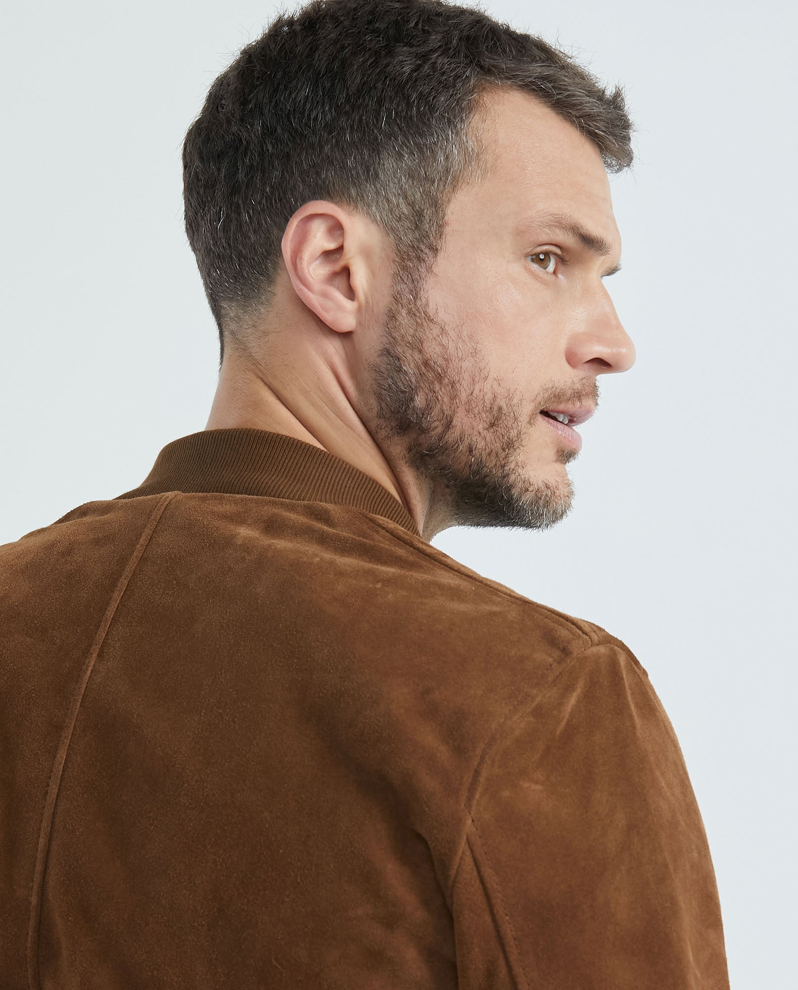 Men's Teddy Jacket Calfskin High Collar - 5
