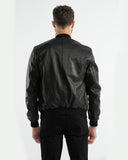 BOMBER LEATHER JACKET IN BLACK