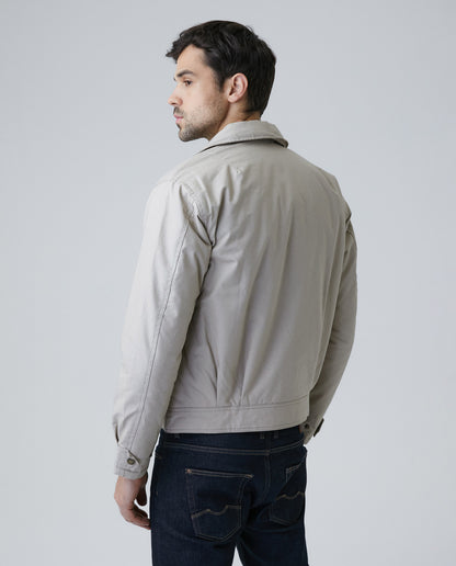 Men's Jacket, Straight Silhouette - Hidden Hood in Collar - Khaki - 2