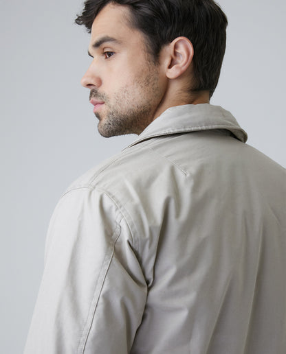 Men's Jacket, Straight Silhouette - Hidden Hood in Collar - Khaki - 4