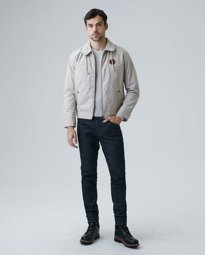 Men's Jacket, Straight Silhouette - Hidden Hood in Collar - Khaki - 5