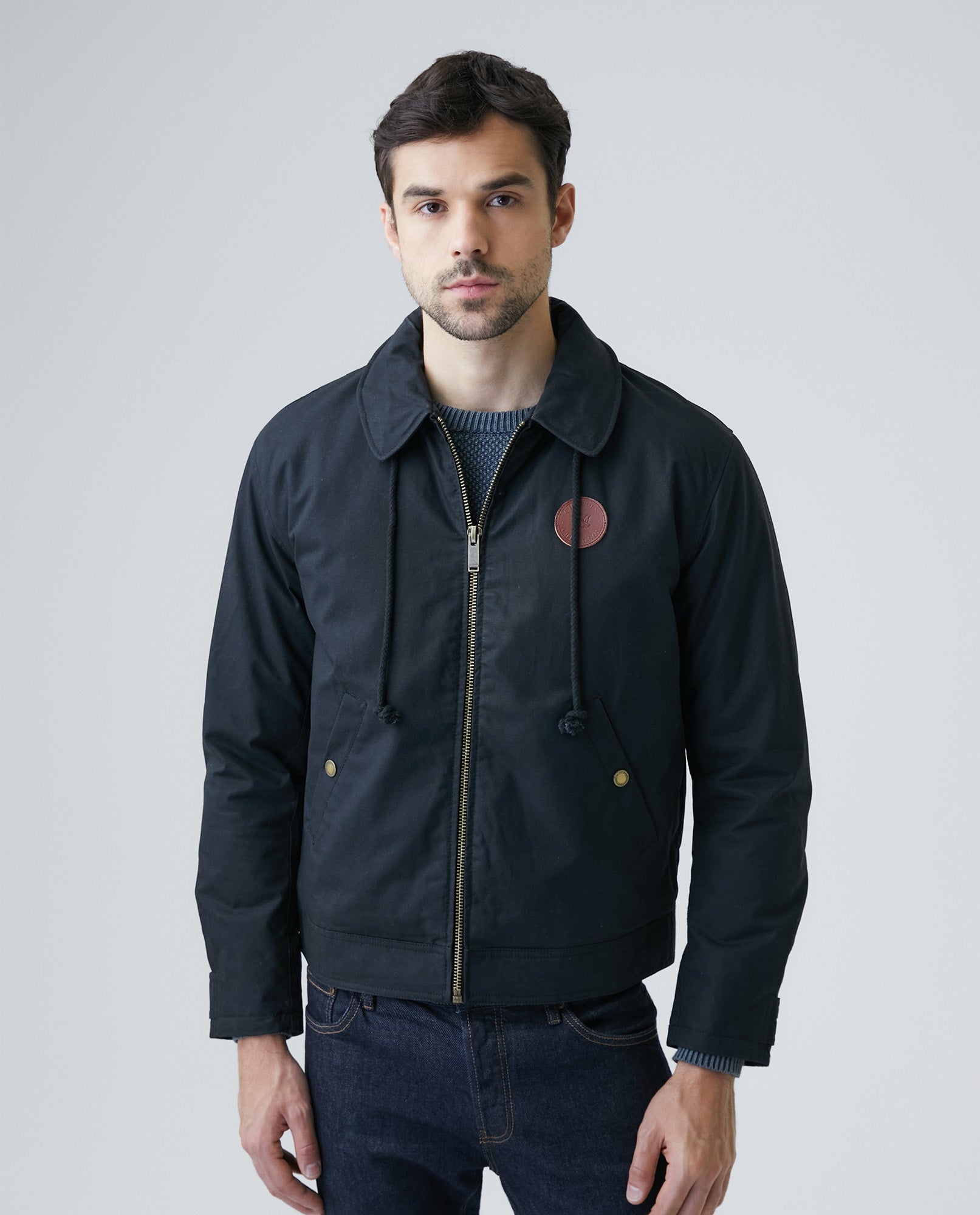 Men's Packable Hood High Neck Jacket in Cotton - 1