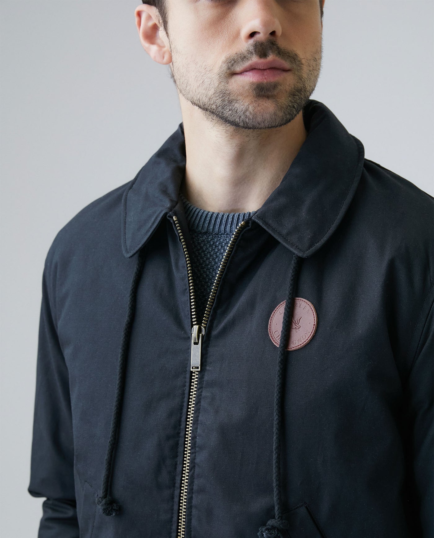 Men's Packable Hood High Neck Jacket in Cotton - 3