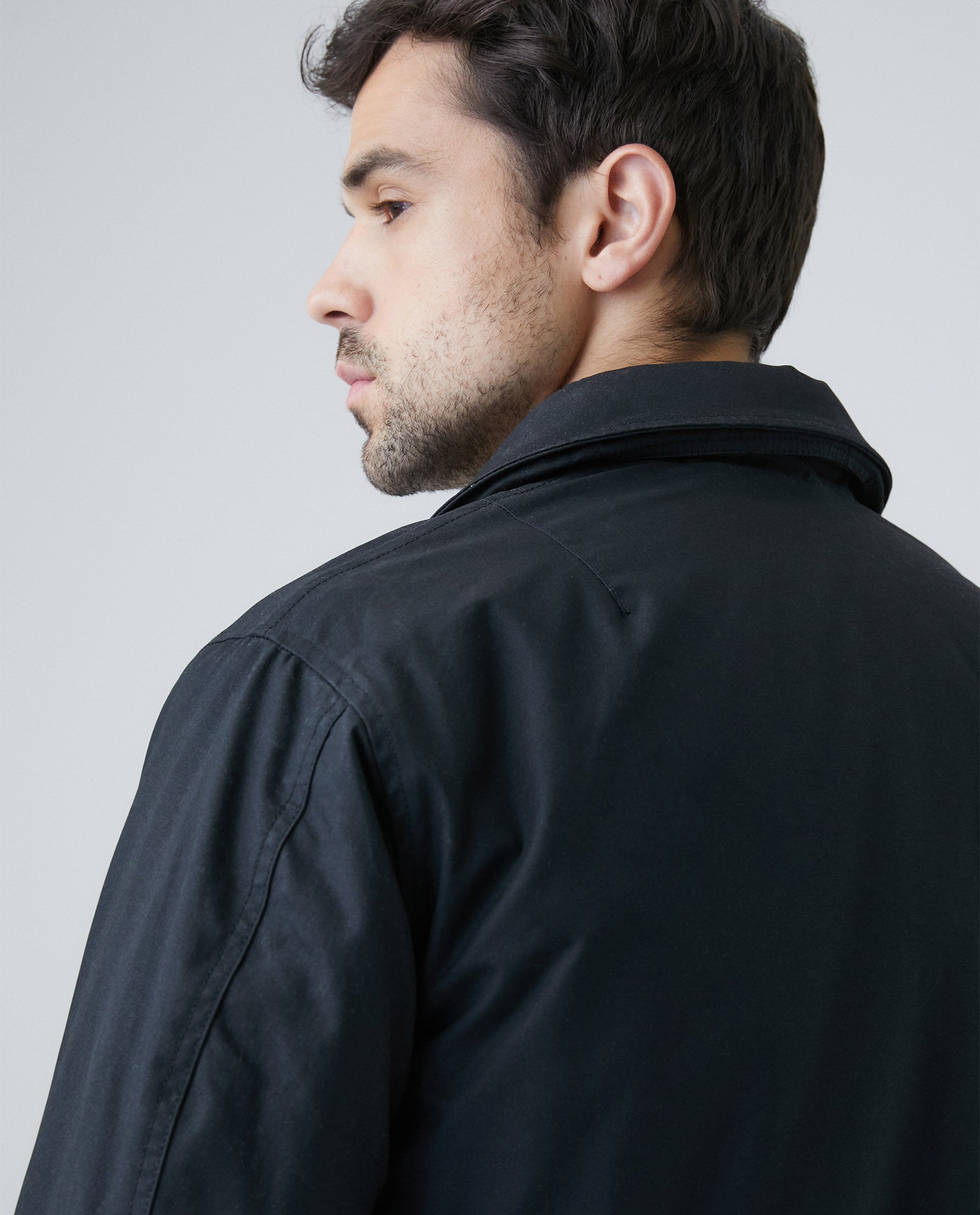 Men's Packable Hood High Neck Jacket in Cotton - 4
