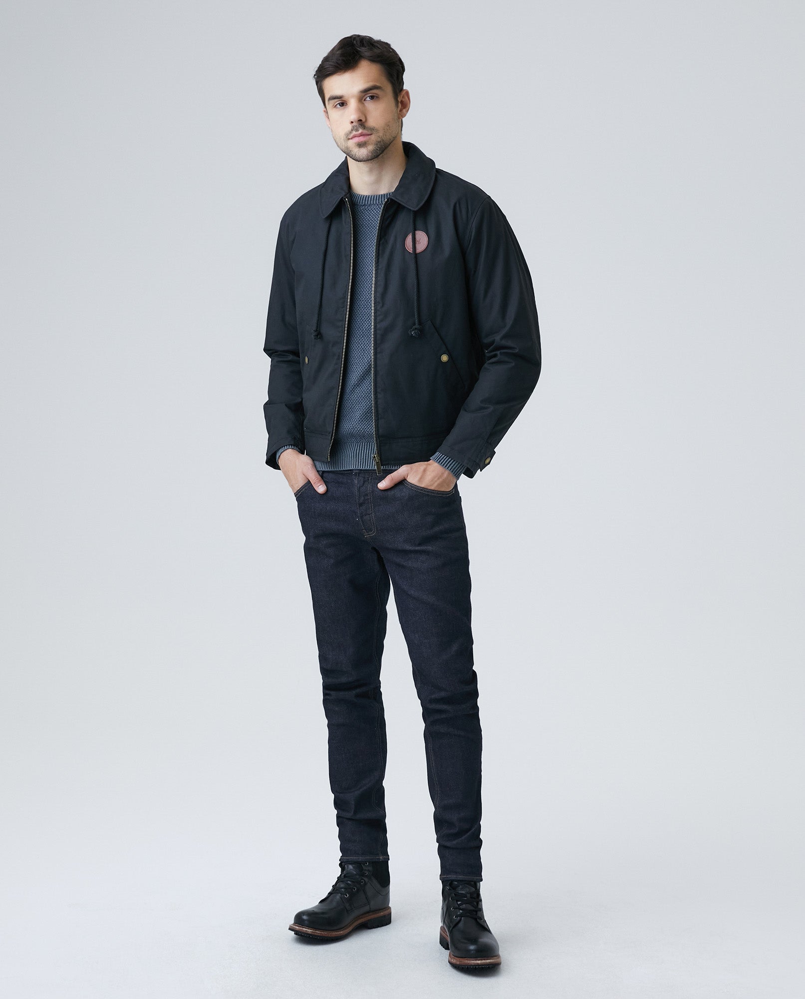 Men's Packable Hood High Neck Jacket in Cotton - 5