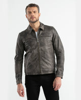 Men's Classic Leather Jacket Lambskin Shirt Collar 627D401 - 1