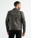 Men's Classic Leather Jacket Lambskin Shirt Collar 627D401 - 3