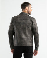 Men's Classic Leather Jacket Lambskin Shirt Collar 627D401 - 3