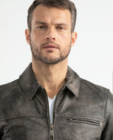 Men's Classic Leather Jacket Lambskin Shirt Collar 627D401 - 4