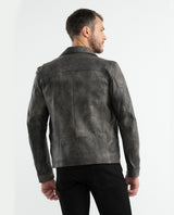 Men's Classic Leather Jacket Lambskin Shirt Collar 627D401 - 5