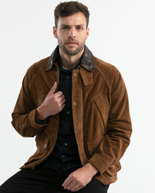 HUNTER FIELD SUEDE JACKET IN BROWN