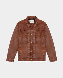 TYPE 2 TRUCKER LEATHER JACKET IN BROWN